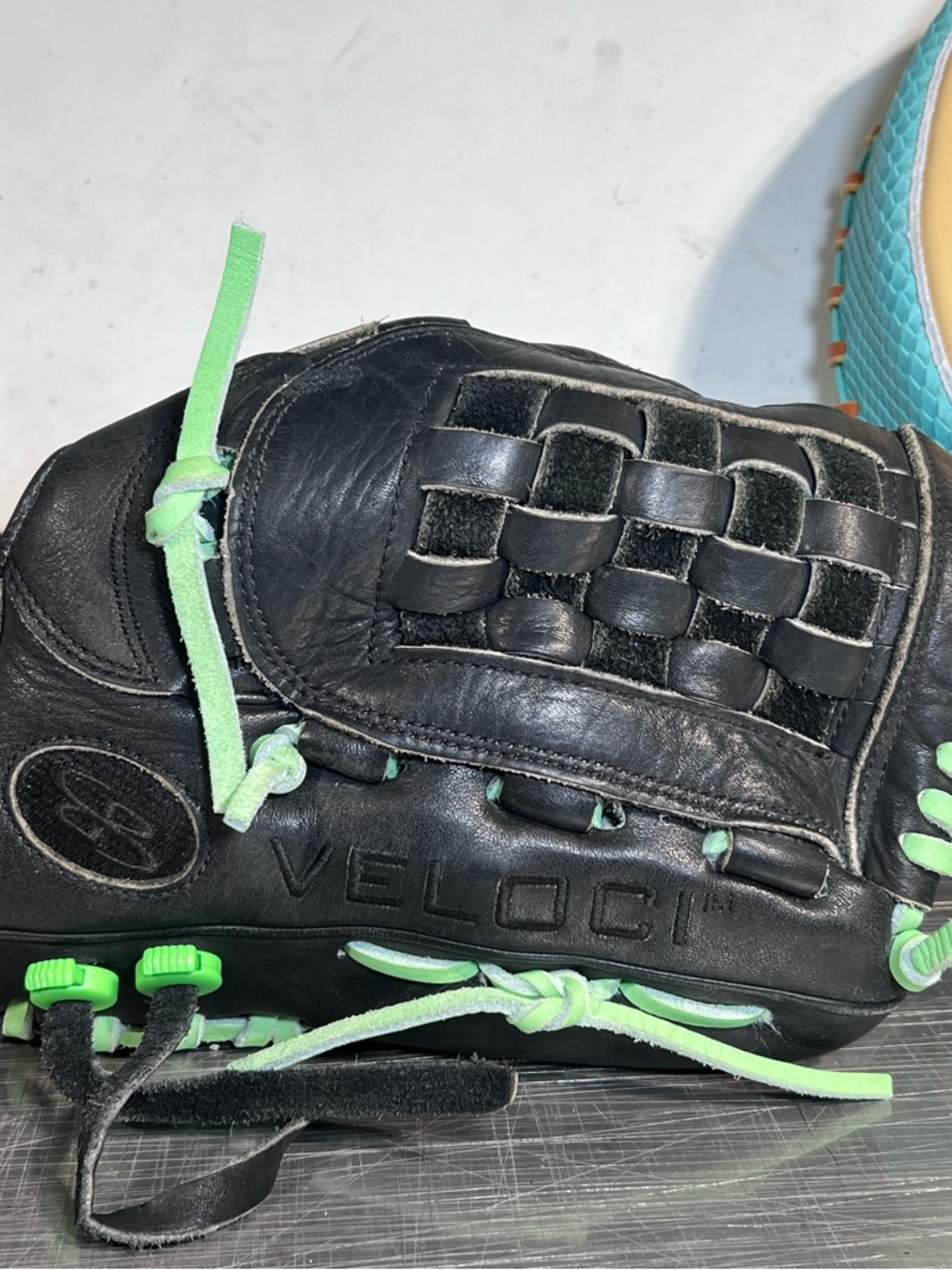 BOOMBAH Velocii Men’s Black Leather Glove with Neon Green Laces